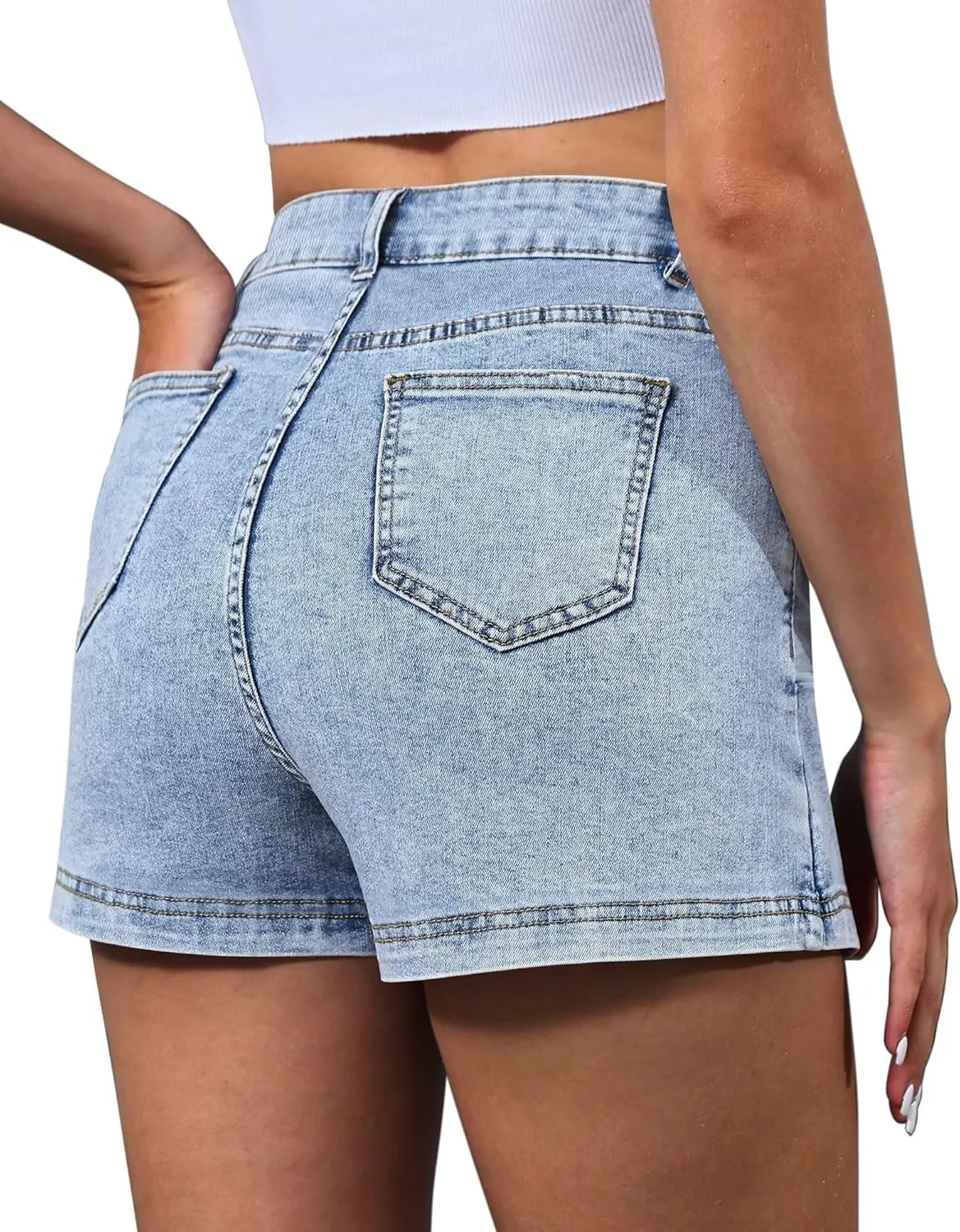 Denim Skorts for Women Skirt Stretchy High Waisted Womens Skirts Asymmetrical Hem Casual Mini Jean Skirt with Shorts