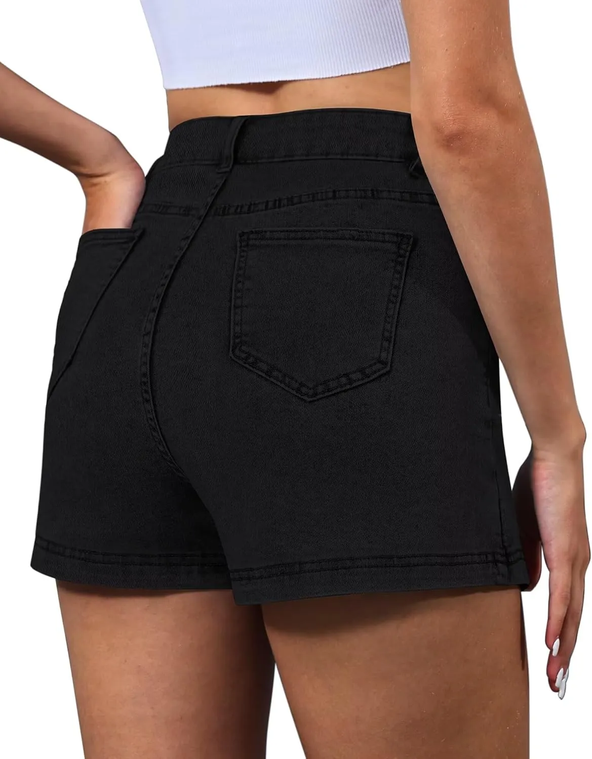 Denim Skorts for Women Skirt Stretchy High Waisted Womens Skirts Asymmetrical Hem Casual Mini Jean Skirt with Shorts