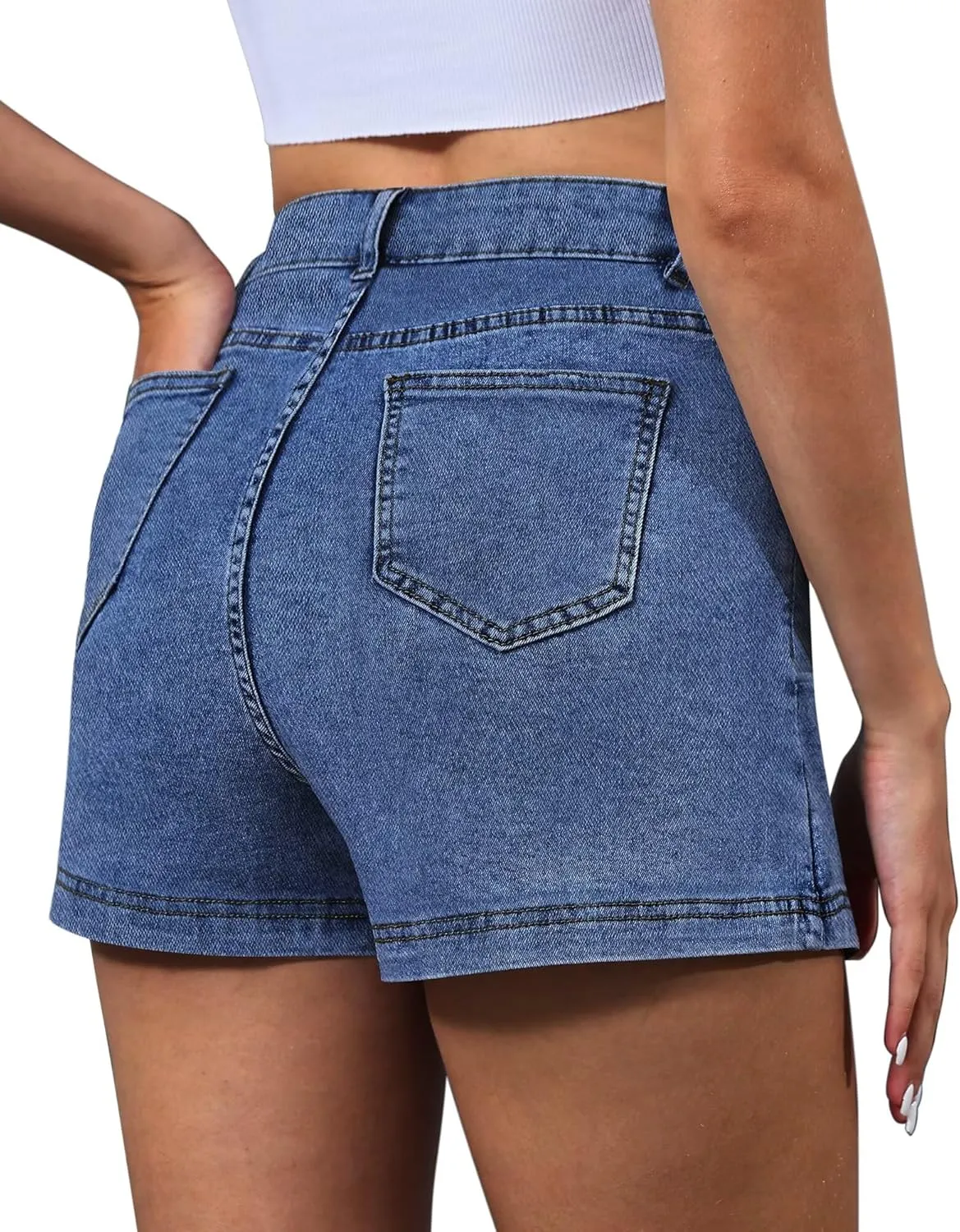 Denim Skorts for Women Skirt Stretchy High Waisted Womens Skirts Asymmetrical Hem Casual Mini Jean Skirt with Shorts