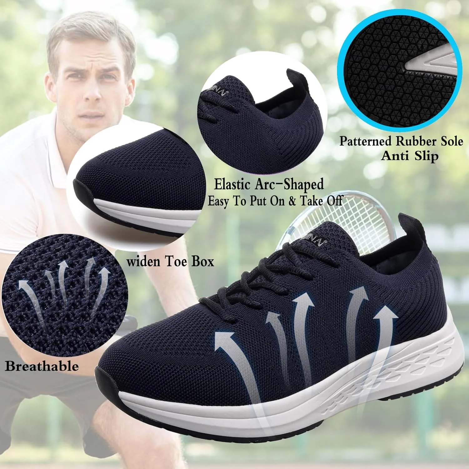 Diabetic Sneakers for Men Adjustable Widch Orthopedic for Swollen Feet | Foot Pain Relief