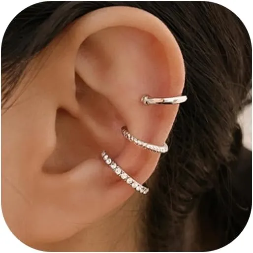 Ear Cuff Earrings for Women,Trendy Crystal Non Piercing Ear Cuffs Adjustable Fake Cartilage Ear Clip Earrings Minimalist Jewelry