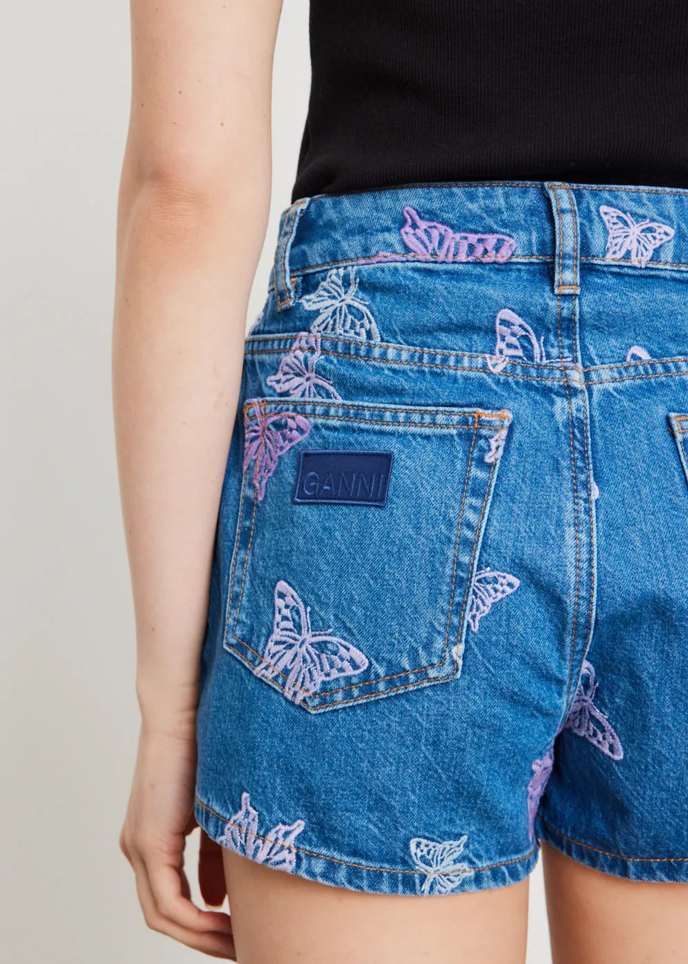 Embroidery Denim Hotpants