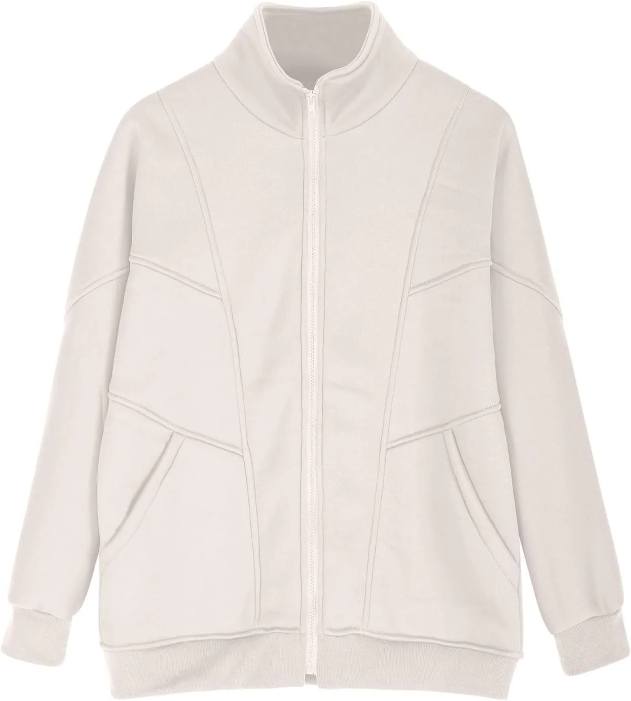 Fall Jackets for Women Zip Up Sweatshirts Long Sleeve Shirts Bomber Jacket with Pockets Fleece Sweaters Tops