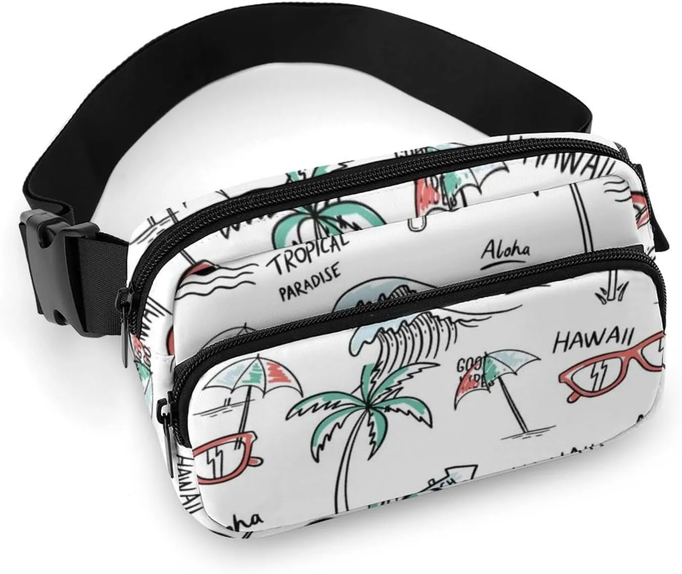Fanny Packs for Women Men Cross Body - Hawaii Palm Trees Flip Flops Small Crossbody Bags for Women Men, Belt Bag Waist Packs for Workout Running Travel with Adjustable Strap