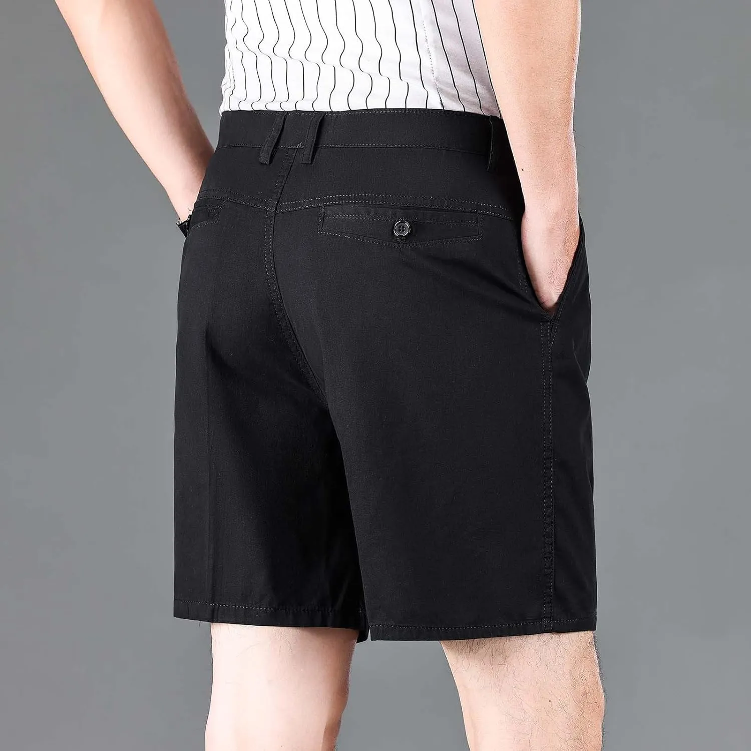 Finelylove Mens Dress Shorts Summer Pleated Front Cotton Twill Chino Golf Shorts Business Casual Work Shorts with Pockets