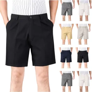 Finelylove Mens Dress Shorts Summer Pleated Front Cotton Twill Chino Golf Shorts Business Casual Work Shorts with Pockets