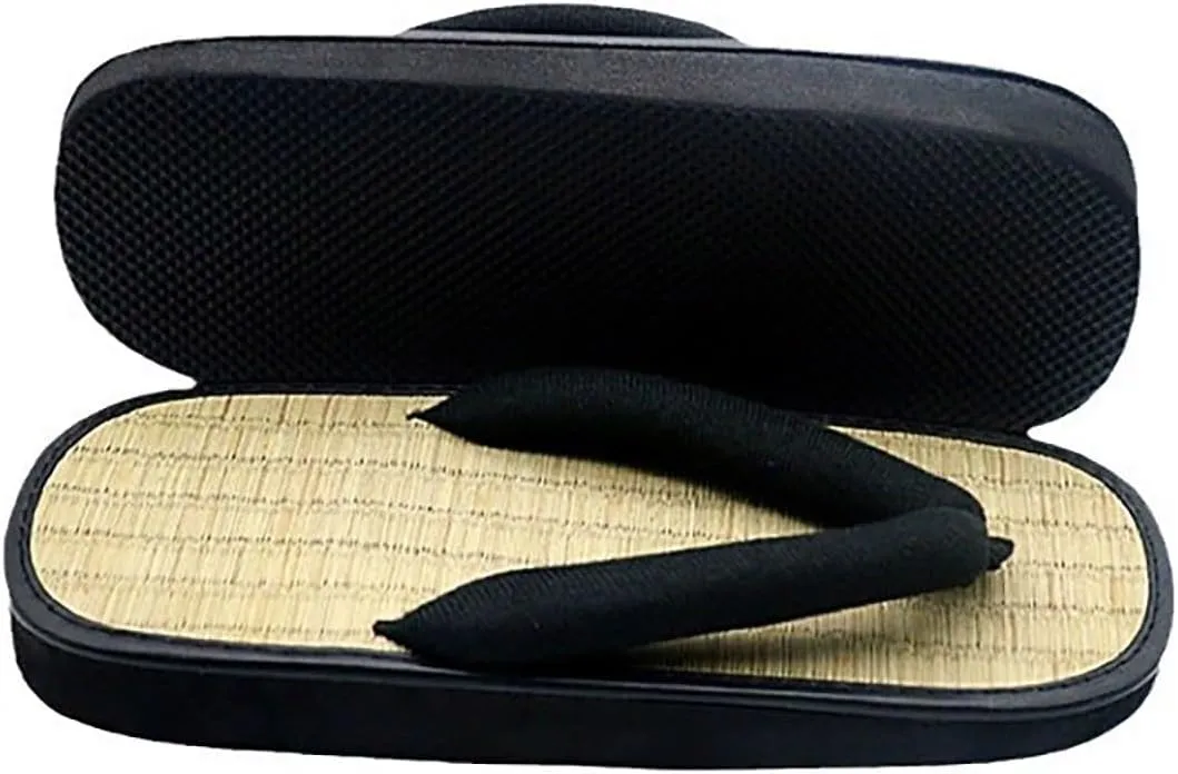 Flip Flops for Women Unisex Japanenes Traditional Shoes Straw Flip Flops House Slippers Summer Wicker Sandals