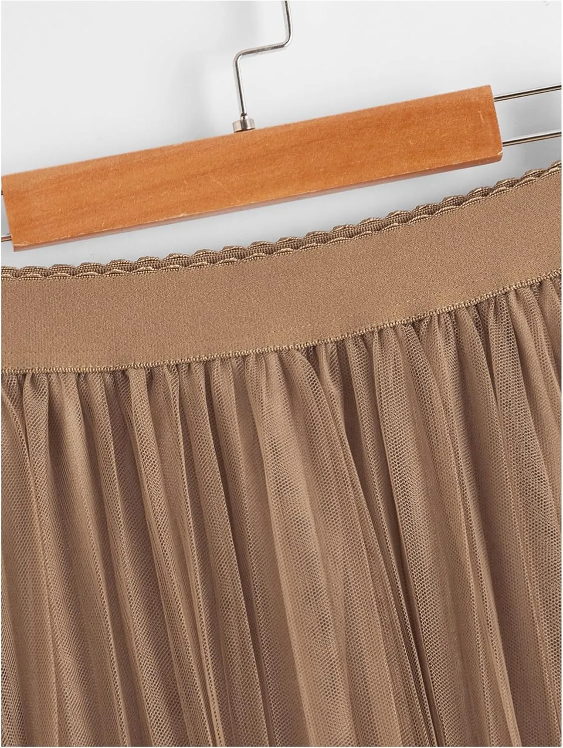 Floerns Women's Overlay Mesh Long Tulle Skirts Elastic Waist Pleated Skirt