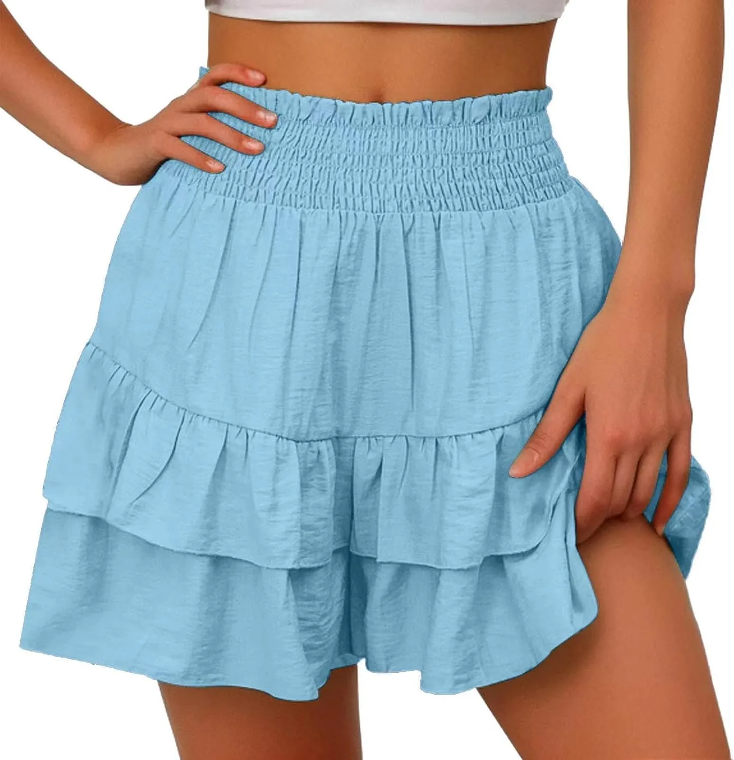 Flowy Shorts for Women Casual Boho Floral Skorts Ruffle Mini Skirts Running Tennis Butterfly Shorts Skorts Shorts