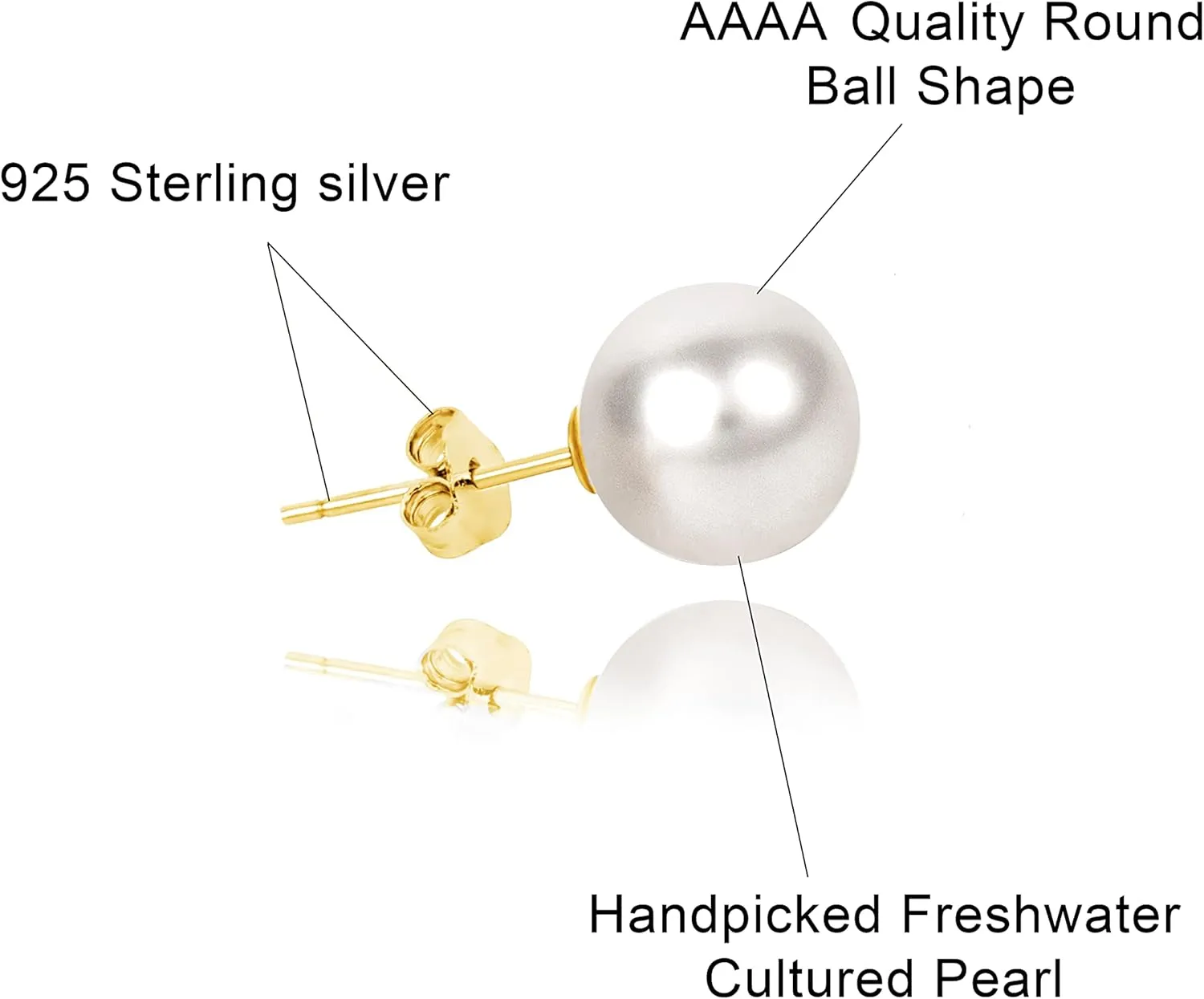 Freshwater Real Pearl Stud Earrings Quality Pearl Earrings for Women