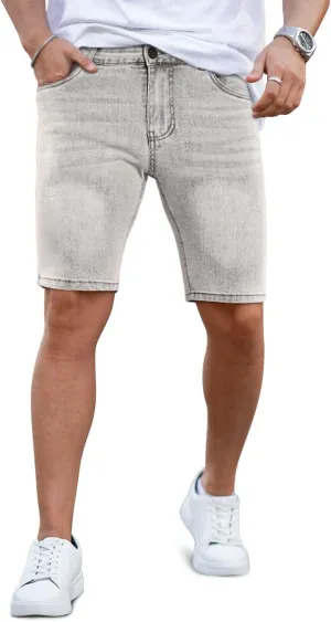 GINGTTO Denim Shorts Men Stretch Skinny Jean Shorts for Men