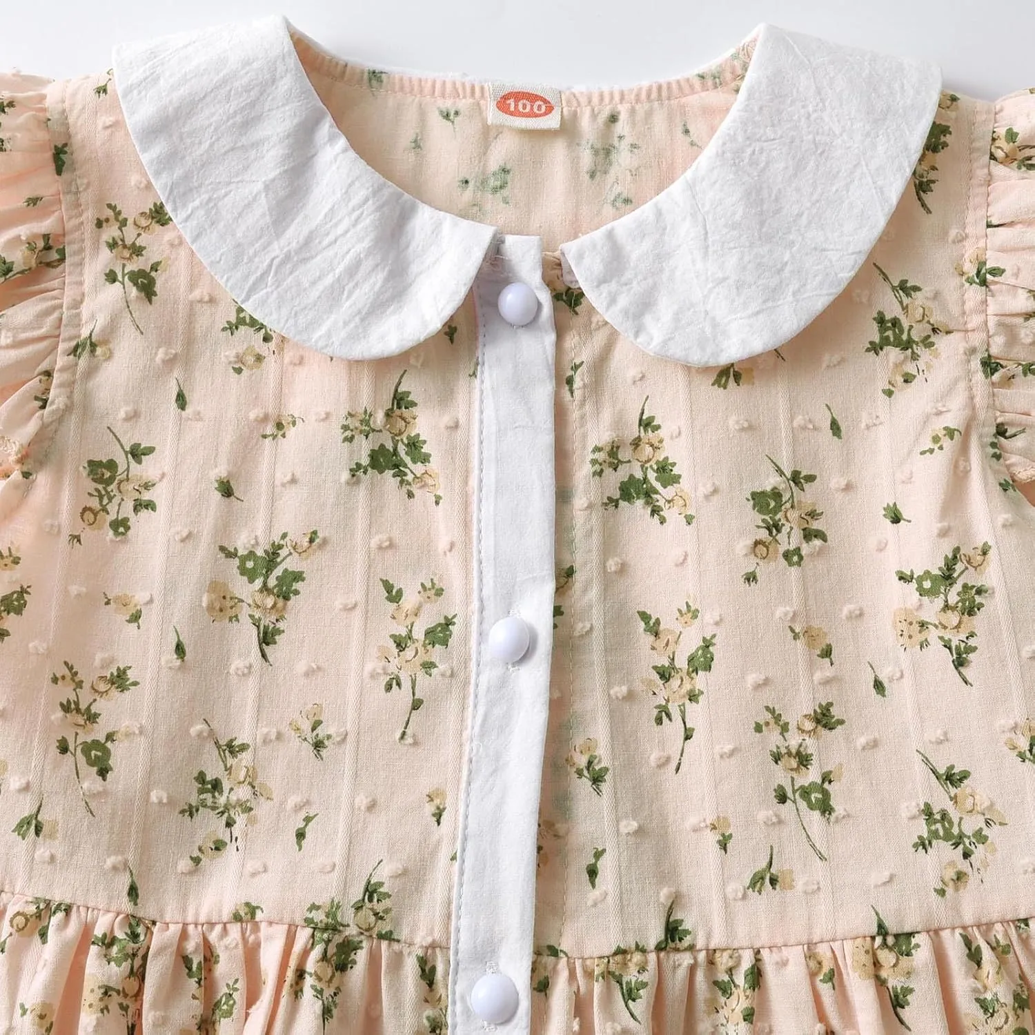 Girl's Summer Boho Floral Dress Cute Ruffle Sleeve Button Down Collared A-Line Sleeveless Swing Beach Sundress for 3-12 Years