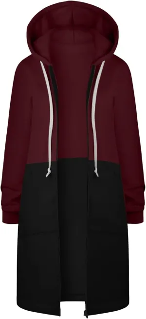 GOFULY Sweatshirt Dresses For Women Lightweight Zip Up Hoodies Fleece Fall Long Sleeve Knee Length Tunic Outfits Jackets