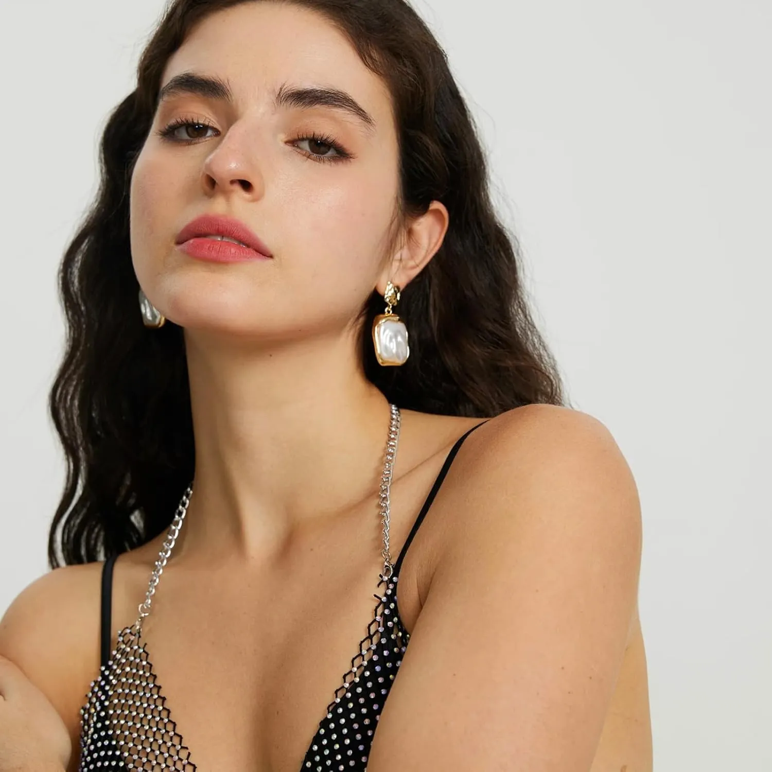 Gold Silver Baroque Pearl Dangle Earrings Vintage Pearl Dangle Drop Earrings for Women Fashion Jewelry