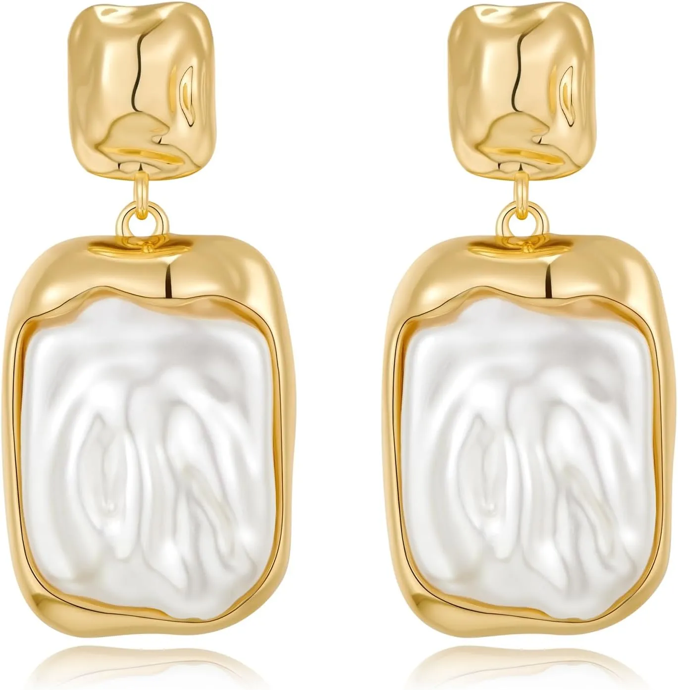 Gold Silver Baroque Pearl Dangle Earrings Vintage Pearl Dangle Drop Earrings for Women Fashion Jewelry