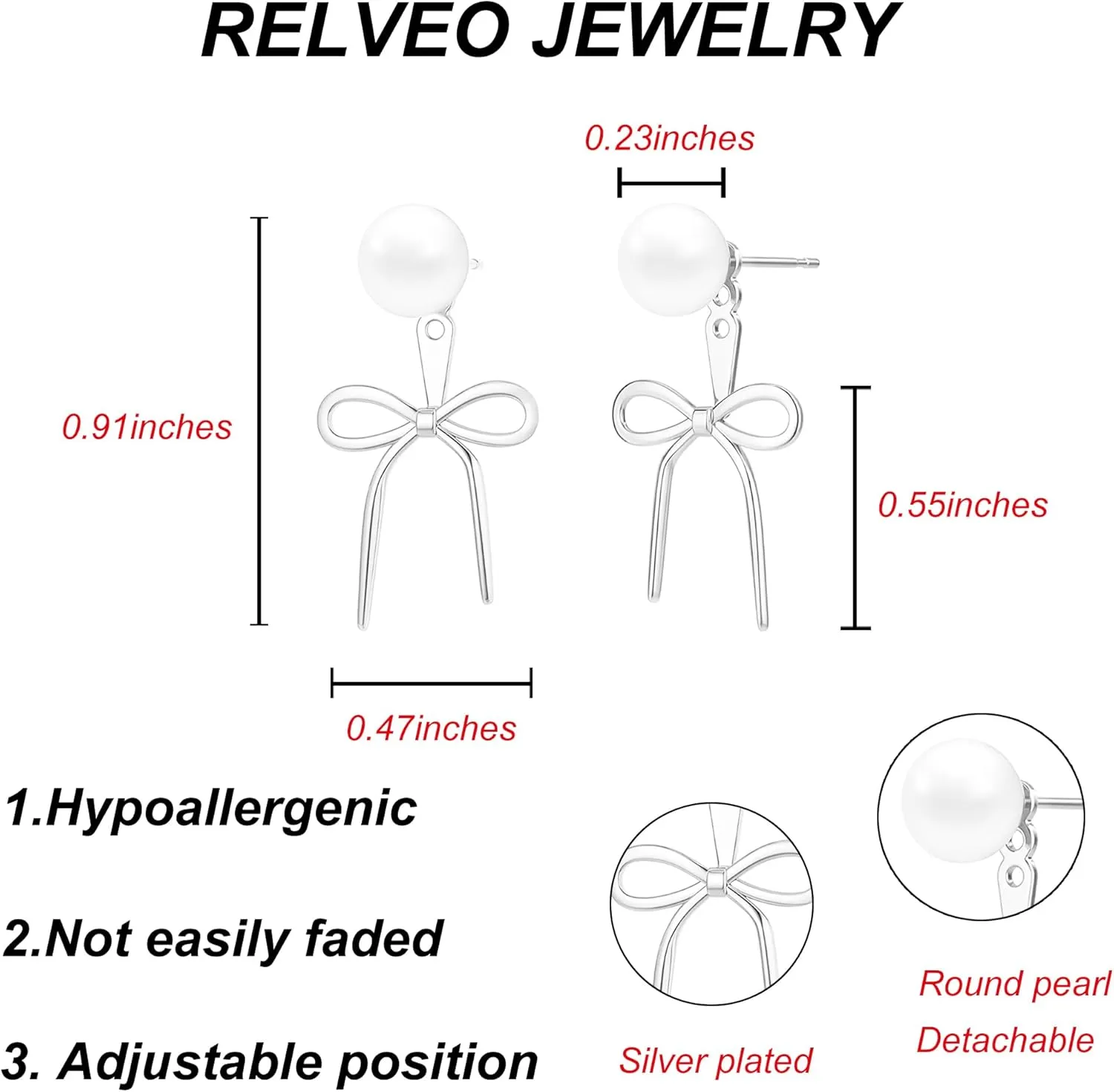 Gold Silver Bow Earrings for Women 14K Gold/Silver Plated Stud Earrings for Women Trendy Pearl Bow Earrings Dangle Dainty Jewelry Gifts