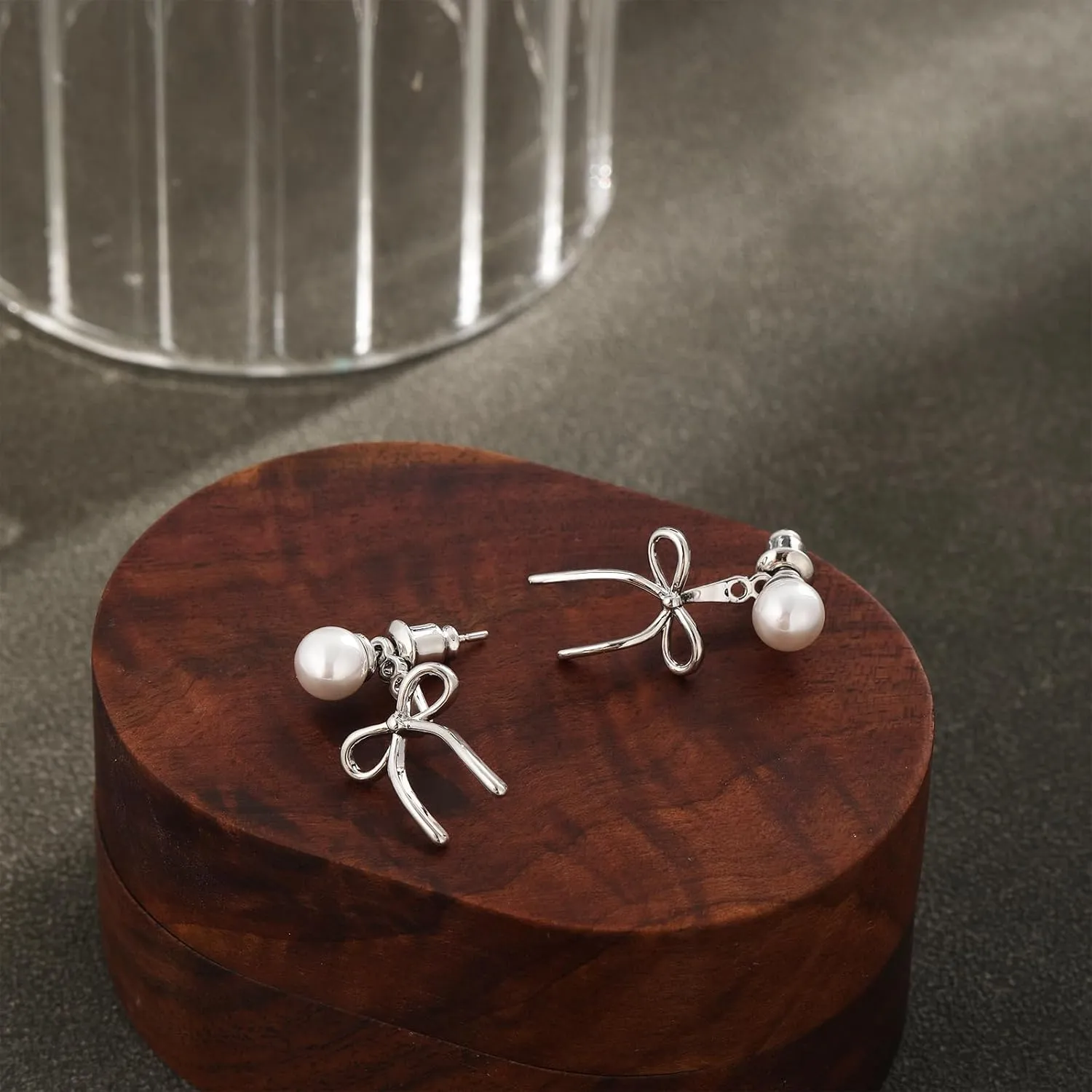 Gold Silver Bow Earrings for Women 14K Gold/Silver Plated Stud Earrings for Women Trendy Pearl Bow Earrings Dangle Dainty Jewelry Gifts