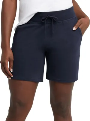 Hanes Women's Jersey Pocket Shorts, Drawstring Cotton Jersey Shorts, 7" Inseam