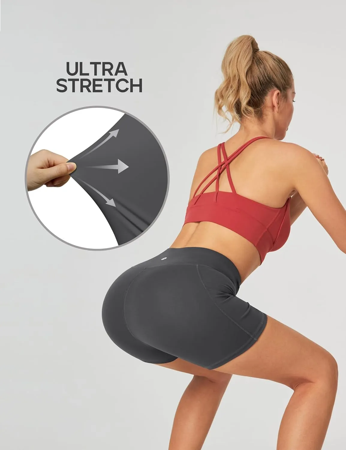 Heathyoga Biker Shorts Women Tummy Control 5" Workout Shorts Women with Pockets High Waisted Spandex Shorts for Gym Yoga
