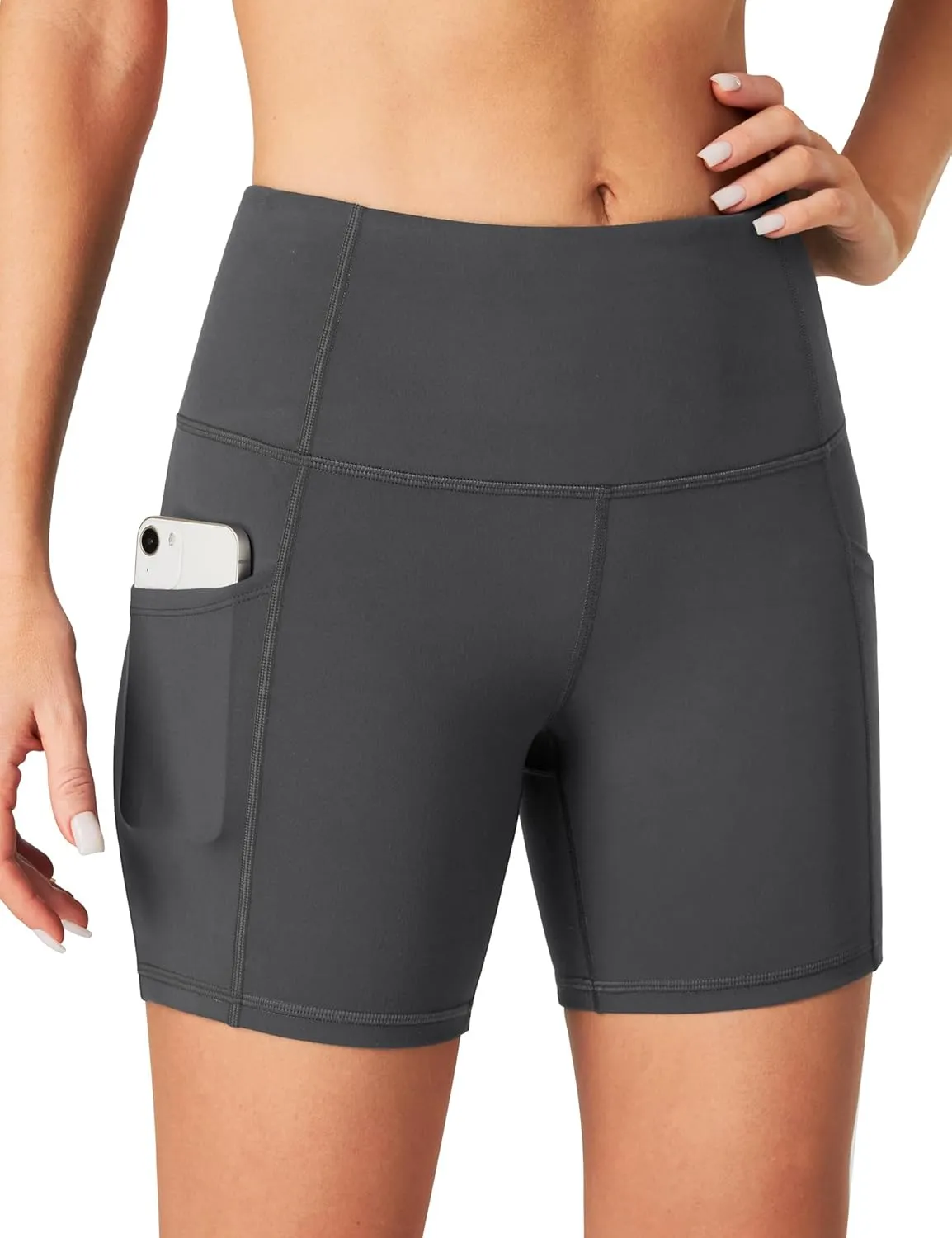 Heathyoga Biker Shorts Women Tummy Control 5" Workout Shorts Women with Pockets High Waisted Spandex Shorts for Gym Yoga