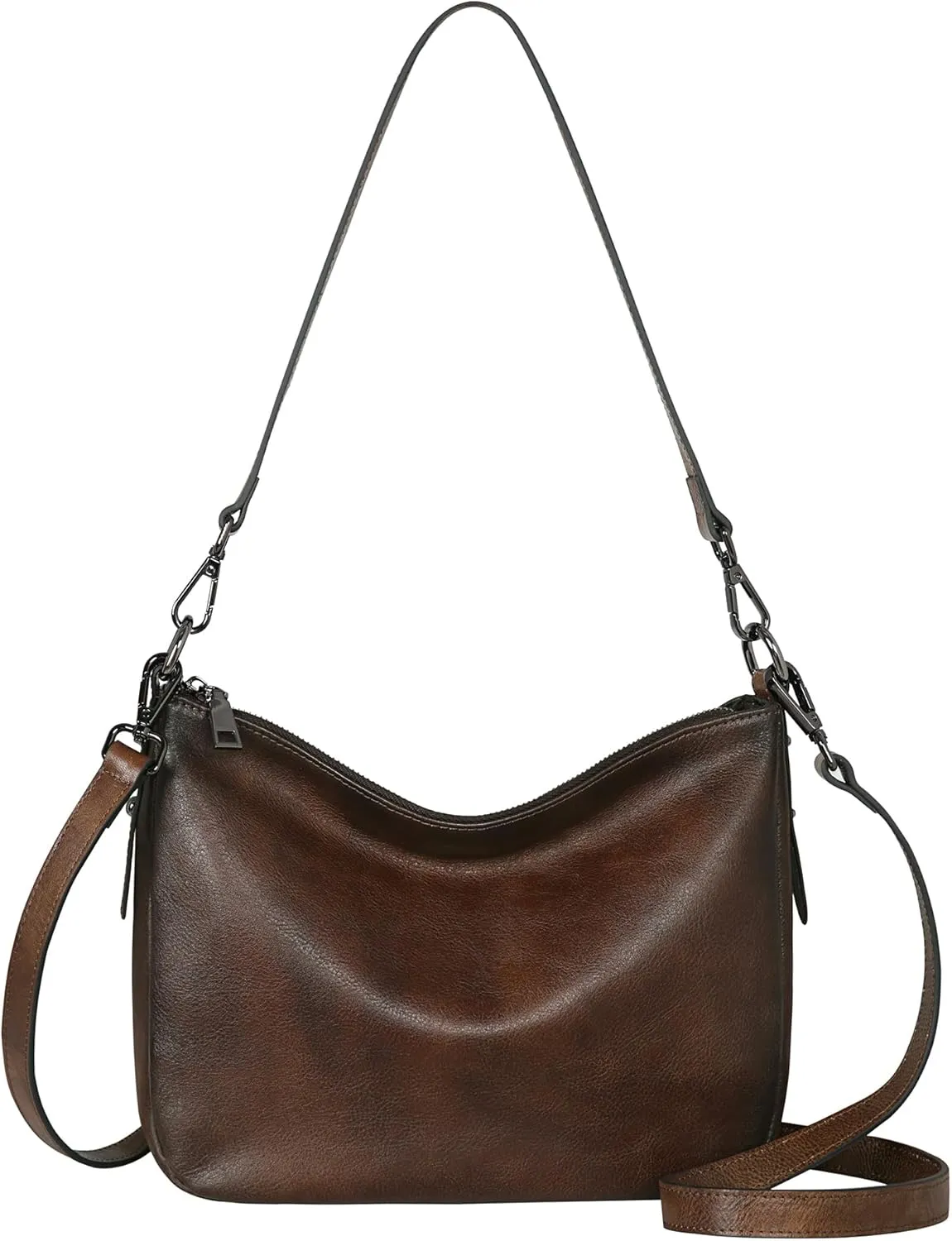 HESHE Leather Purses for Women Crossbody Hobo Shoulder Bag Womens Handbags with 2 Straps Designer Fashion Satchel Purse