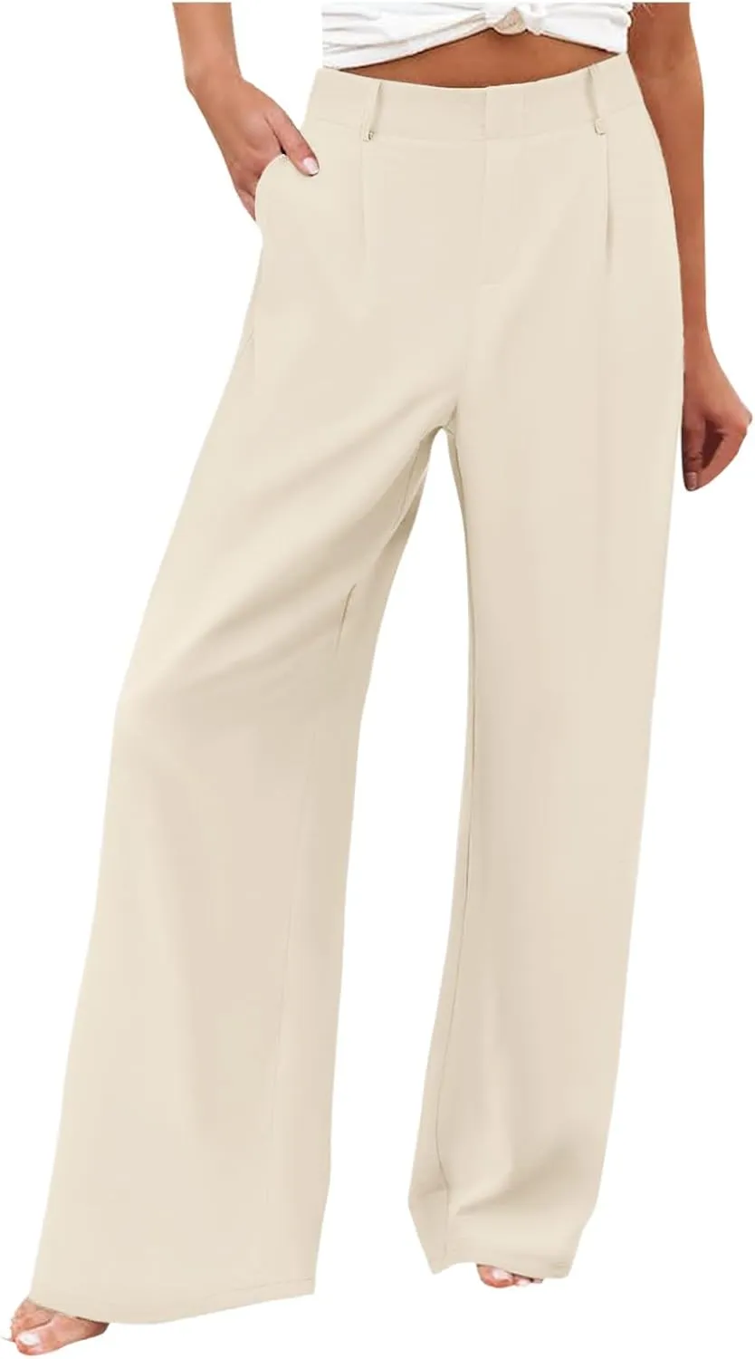 High Waisted Dress Pants for Women 2025 Wide Leg Business Office Slacks Casual Loose Fit Work Trousers with Pockets
