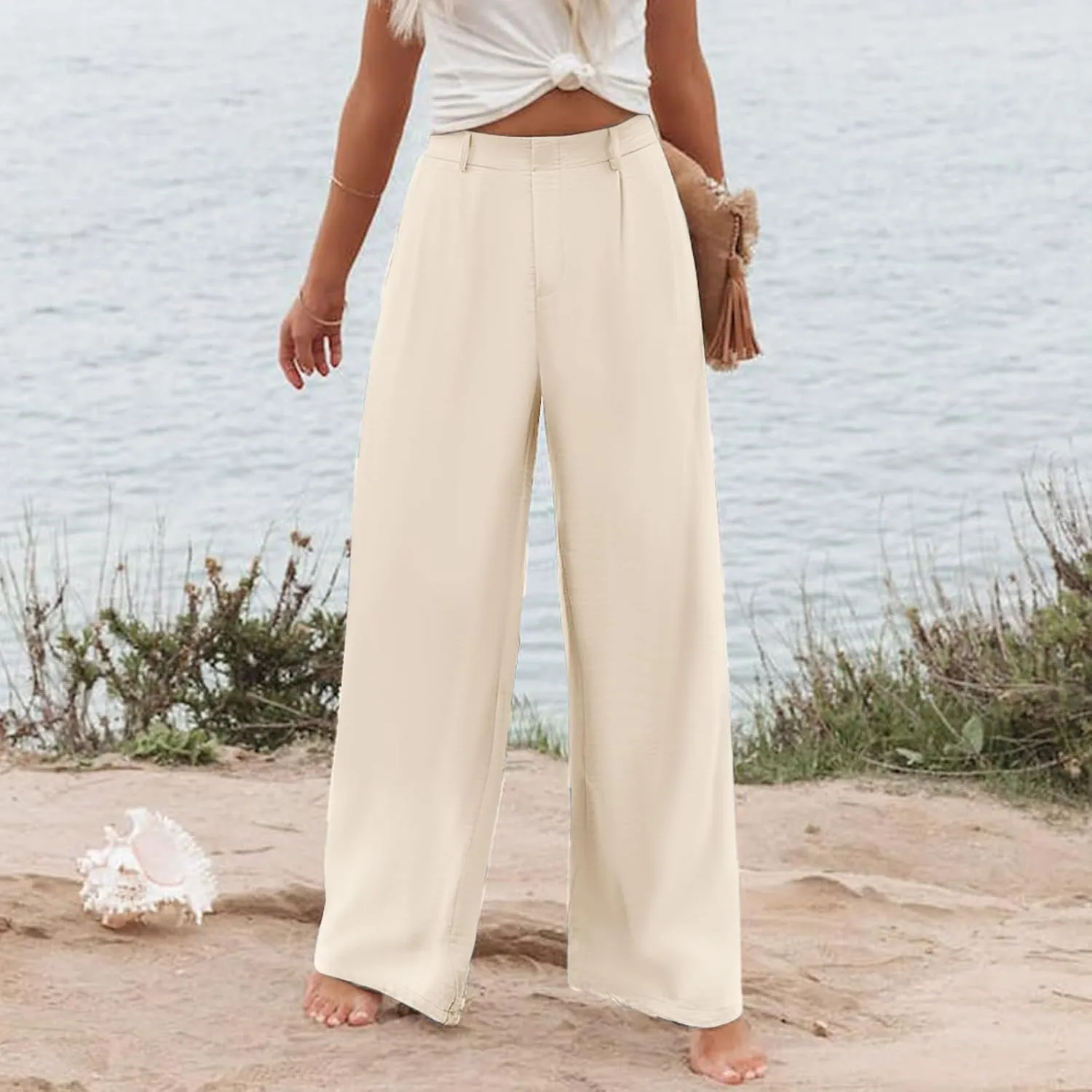 High Waisted Dress Pants for Women 2025 Wide Leg Business Office Slacks Casual Loose Fit Work Trousers with Pockets