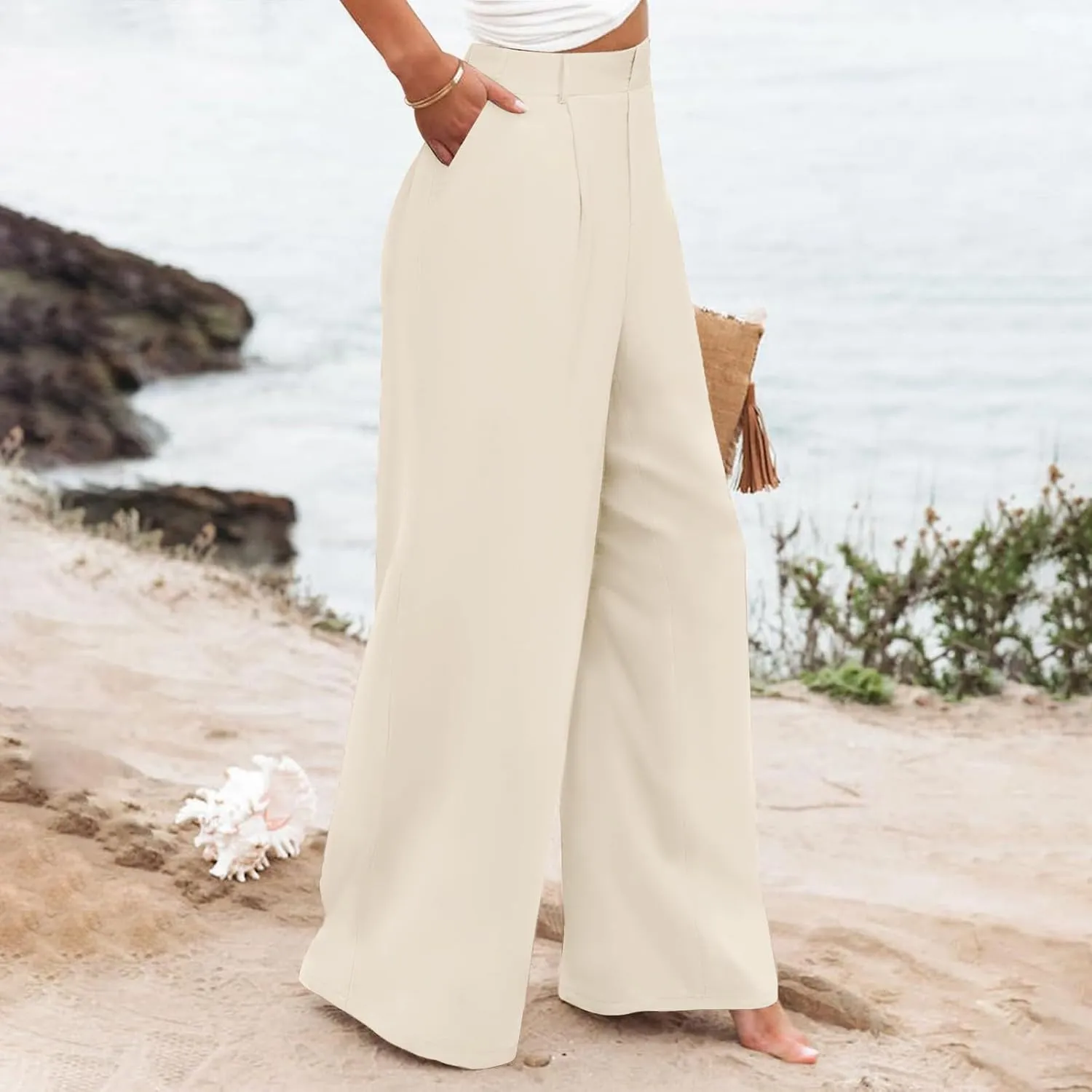High Waisted Dress Pants for Women 2025 Wide Leg Business Office Slacks Casual Loose Fit Work Trousers with Pockets