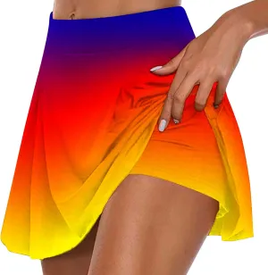 hlysgo Women Tennis Skorts 2025 Summer Athletic Shorts High Waisted Flowy Shorts Trendy Gradient Print Sport Workout Shorts