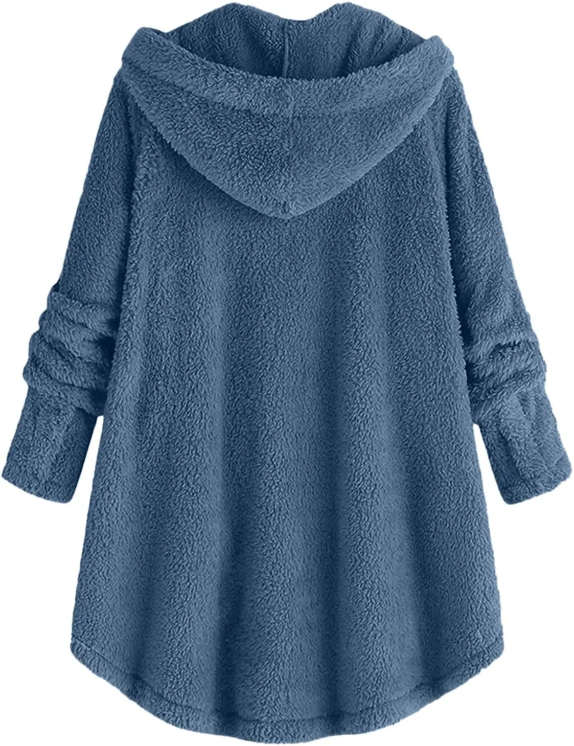Hooded Fleece Jacket Women Plus Size Fuzzy Sherpa Cape Coats Fluffy Button Down Winter Jackets Fur Cardigan