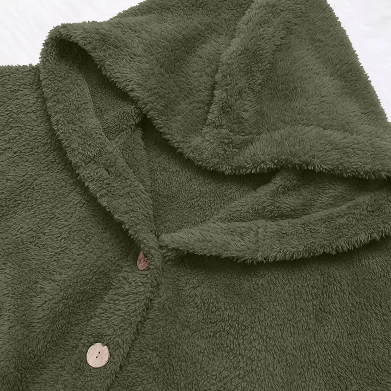 Hooded Fleece Jacket Women Plus Size Fuzzy Sherpa Cape Coats Fluffy Button Down Winter Jackets Fur Cardigan
