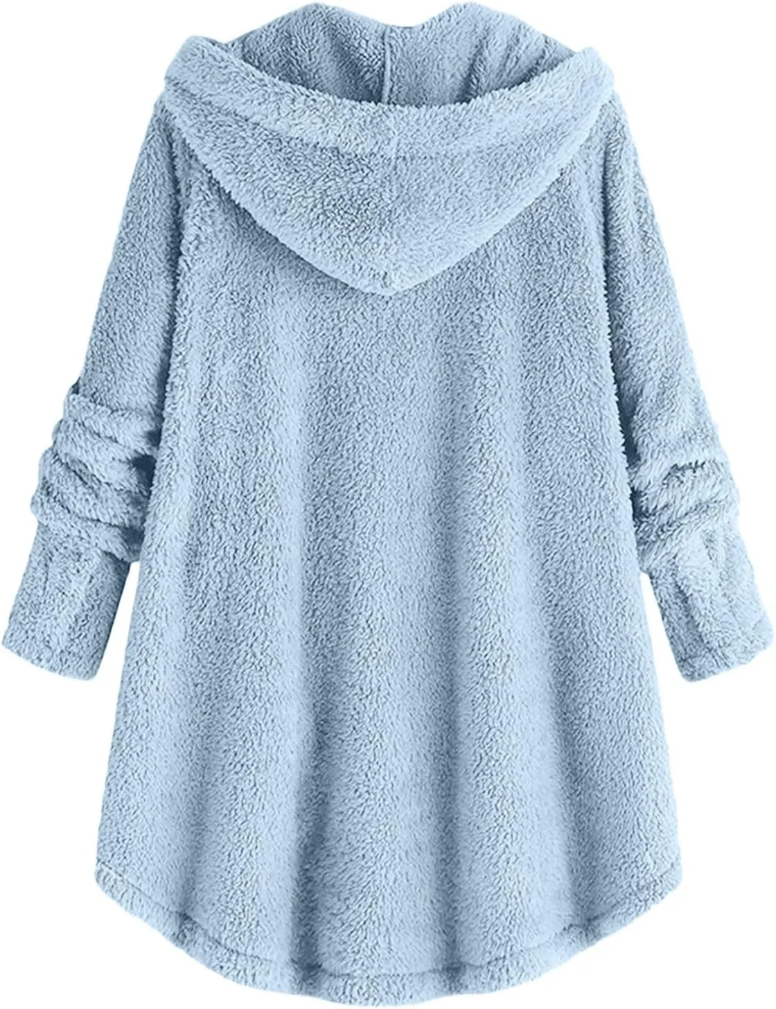 Hooded Fleece Jacket Women Plus Size Fuzzy Sherpa Cape Coats Fluffy Button Down Winter Jackets Fur Cardigan