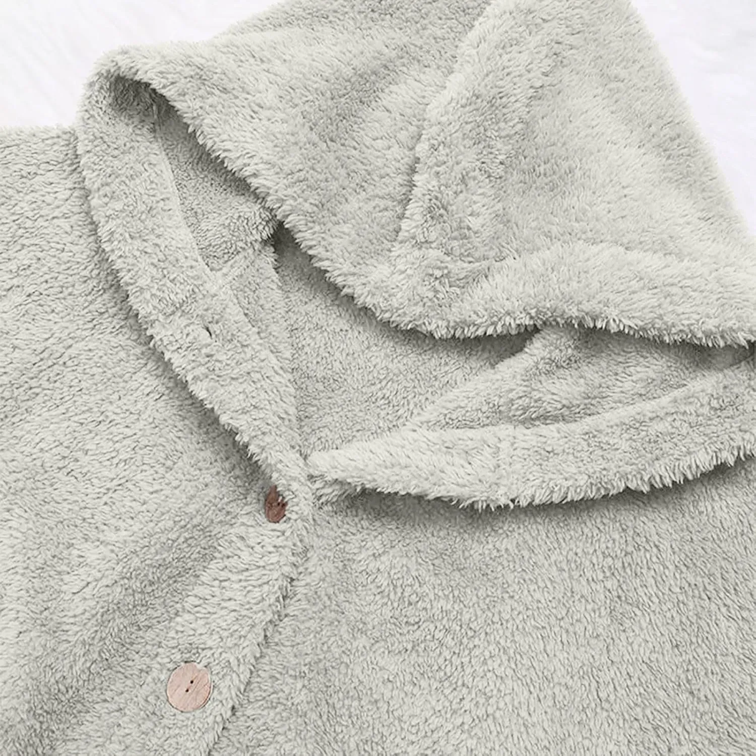 Hooded Fleece Jacket Women Plus Size Fuzzy Sherpa Cape Coats Fluffy Button Down Winter Jackets Fur Cardigan