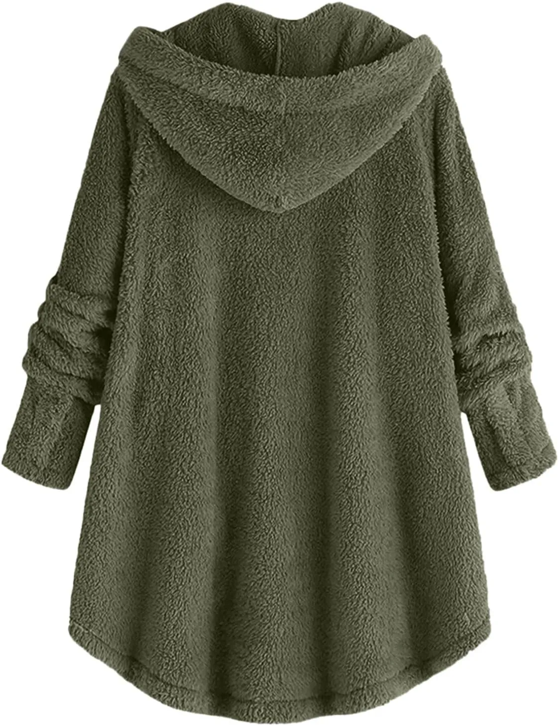 Hooded Fleece Jacket Women Plus Size Fuzzy Sherpa Cape Coats Fluffy Button Down Winter Jackets Fur Cardigan