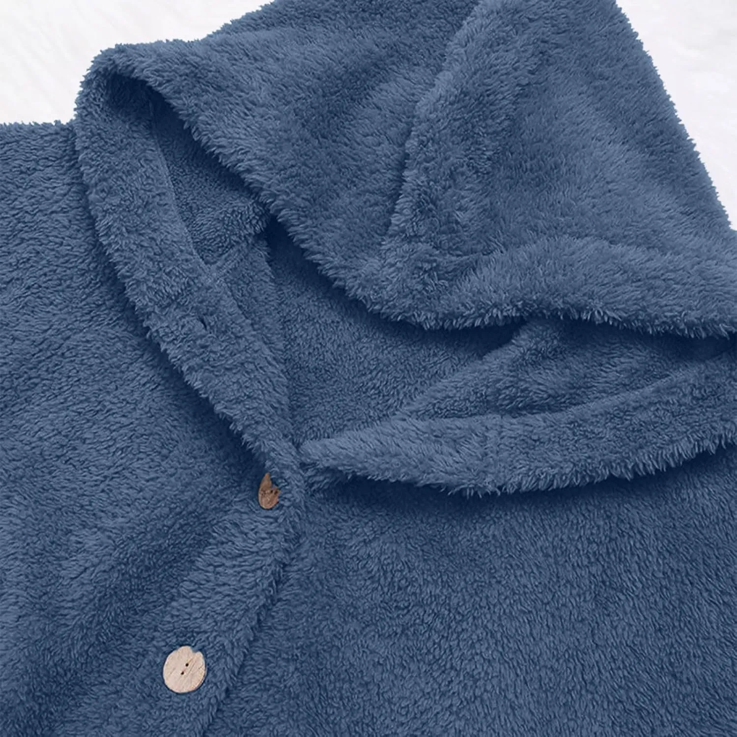 Hooded Fleece Jacket Women Plus Size Fuzzy Sherpa Cape Coats Fluffy Button Down Winter Jackets Fur Cardigan