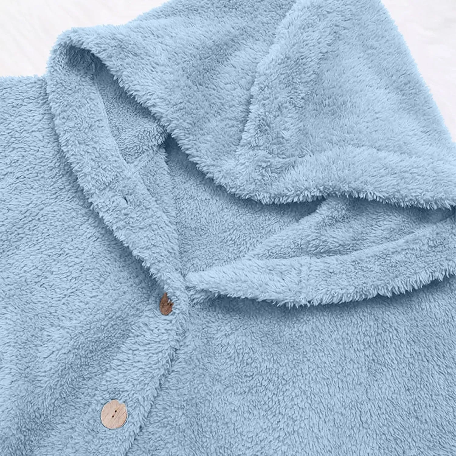 Hooded Fleece Jacket Women Plus Size Fuzzy Sherpa Cape Coats Fluffy Button Down Winter Jackets Fur Cardigan