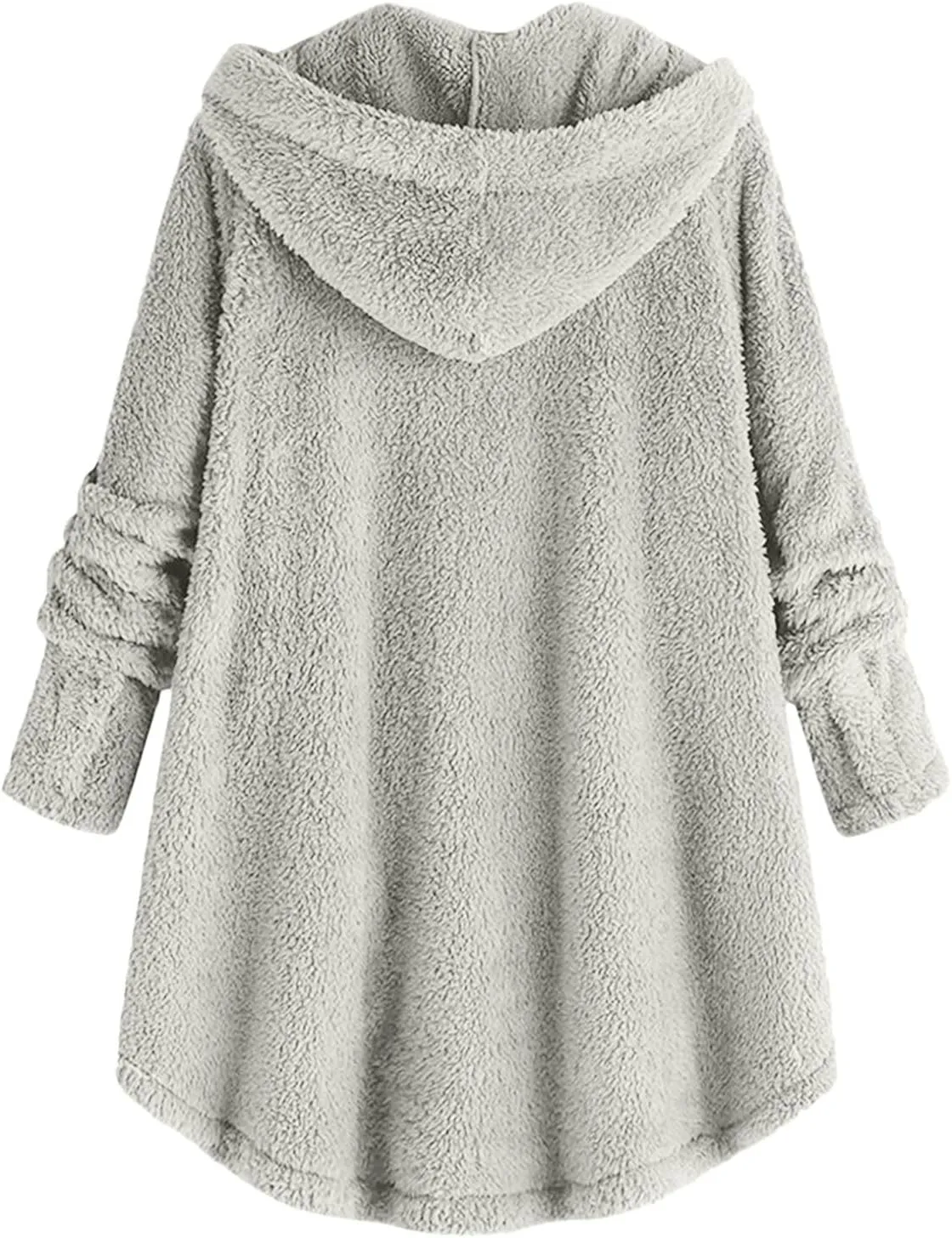 Hooded Fleece Jacket Women Plus Size Fuzzy Sherpa Cape Coats Fluffy Button Down Winter Jackets Fur Cardigan