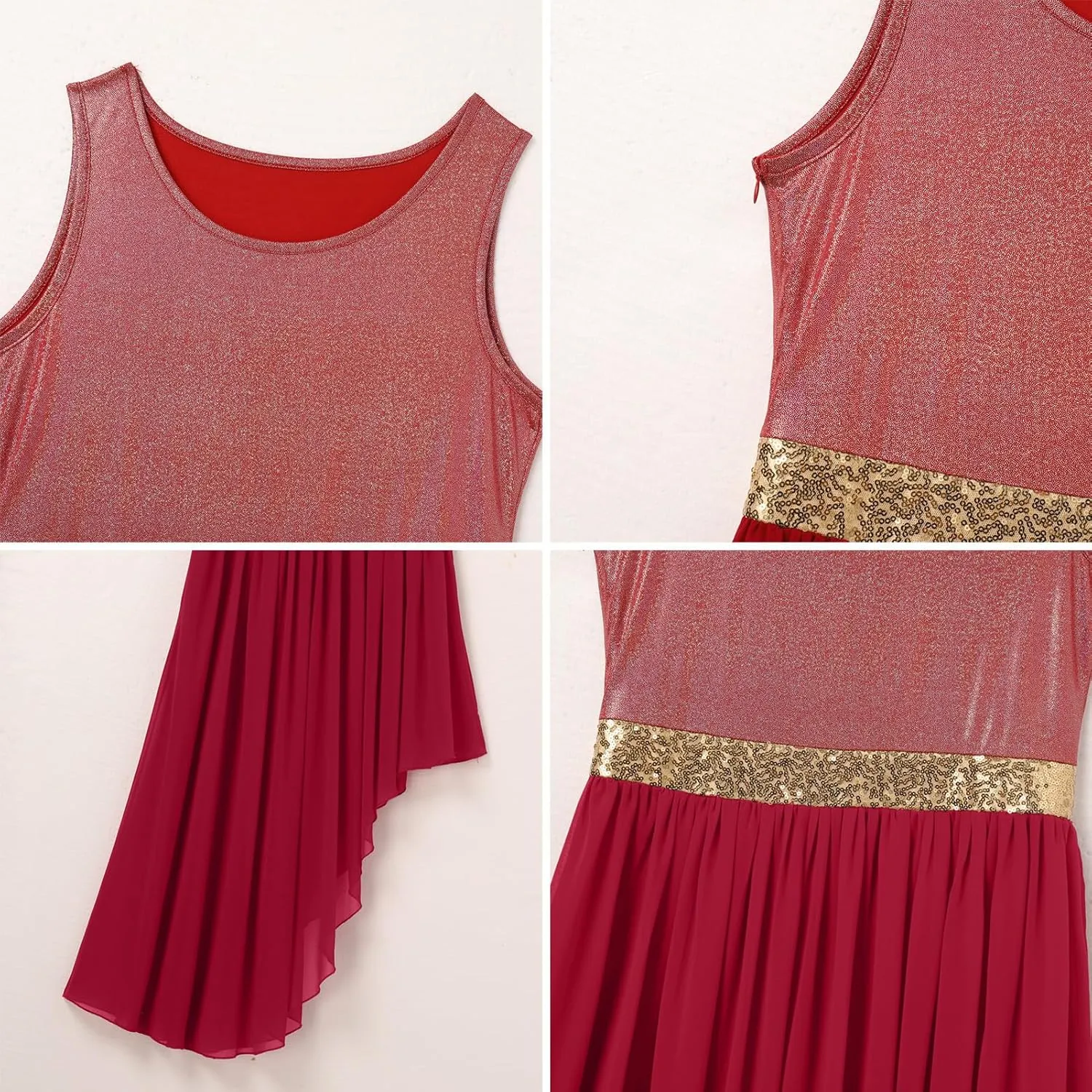 IBAKOM Praise Dance Dress Women Worship Overlay and Tunic Baggy Pant Metallic Lyrical Dance Costume Liturgical Dancewear