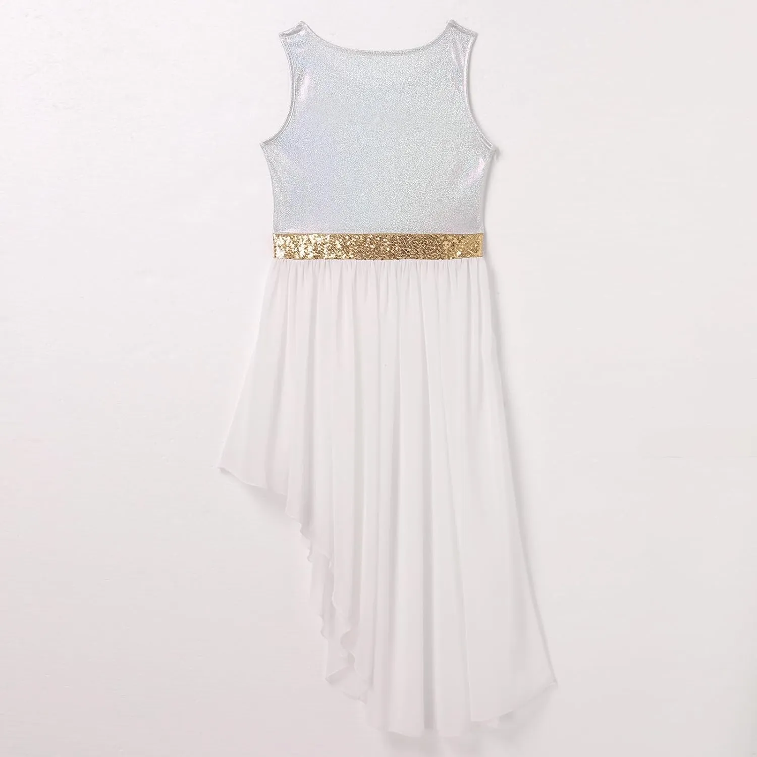 IBAKOM Praise Dance Dress Women Worship Overlay and Tunic Baggy Pant Metallic Lyrical Dance Costume Liturgical Dancewear