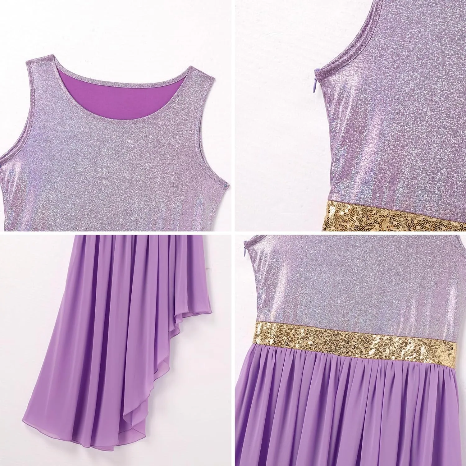 IBAKOM Praise Dance Dress Women Worship Overlay and Tunic Baggy Pant Metallic Lyrical Dance Costume Liturgical Dancewear