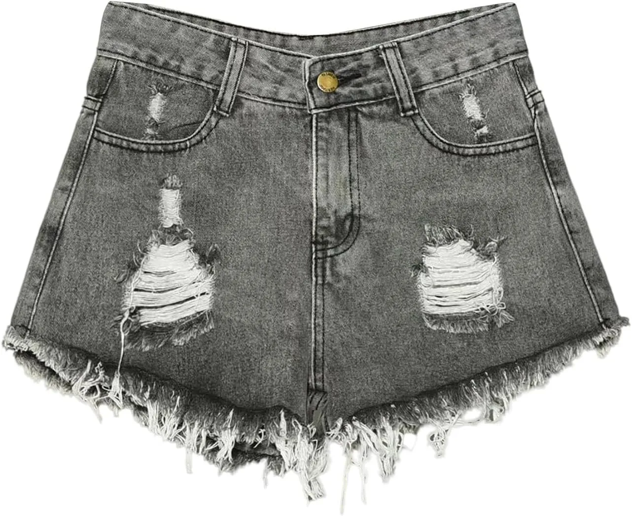 Jean Shorts for Women Trendy Summer Lightweight Trendy Ripped Distressed Denim Short Pants Elastic Waist Comfy Shorts