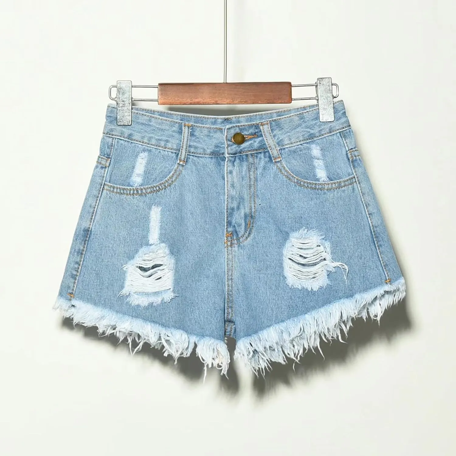 Jean Shorts for Women Trendy Summer Lightweight Trendy Ripped Distressed Denim Short Pants Elastic Waist Comfy Shorts