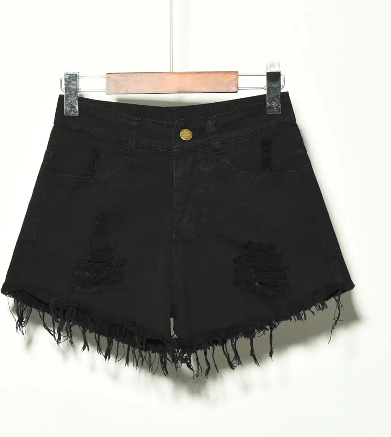 Jean Shorts for Women Trendy Summer Lightweight Trendy Ripped Distressed Denim Short Pants Elastic Waist Comfy Shorts