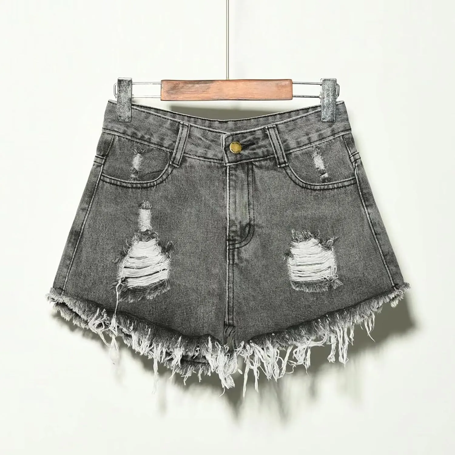 Jean Shorts for Women Trendy Summer Lightweight Trendy Ripped Distressed Denim Short Pants Elastic Waist Comfy Shorts