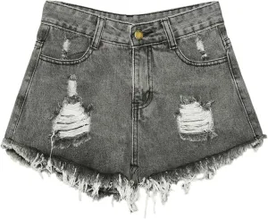 Jean Shorts for Women Trendy Summer Lightweight Trendy Ripped Distressed Denim Short Pants Elastic Waist Comfy Shorts