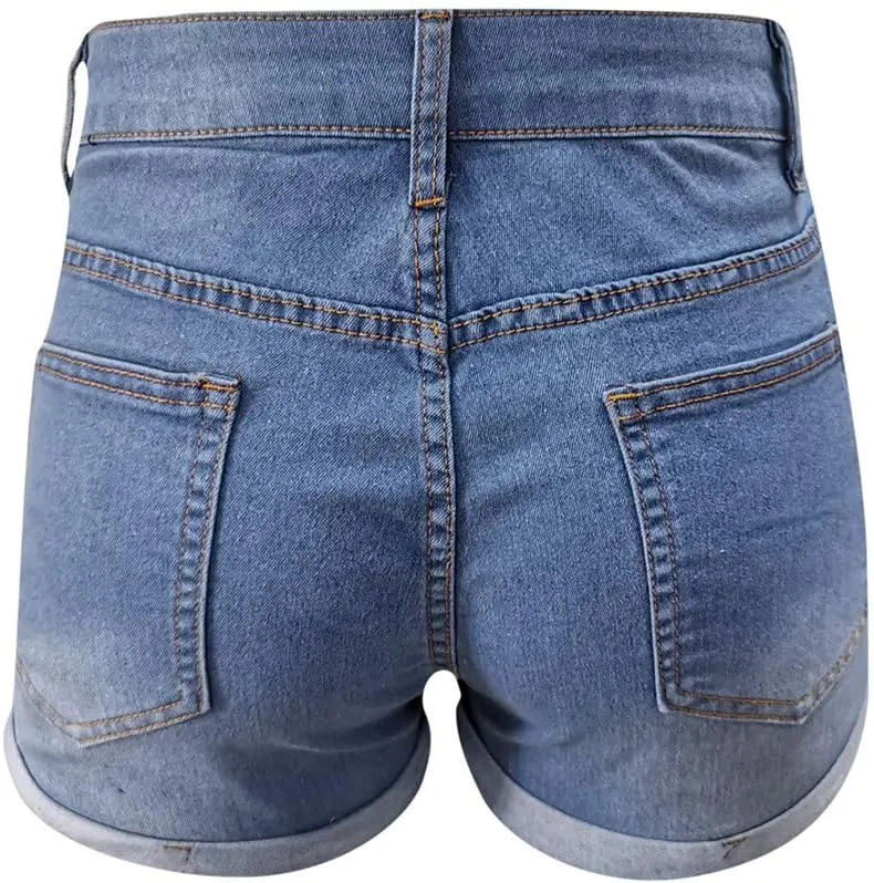 Jean Shorts Womens High Waisted Denim Shorts Summer Ripped Shorts Casual Hot Short Pants with Pockets