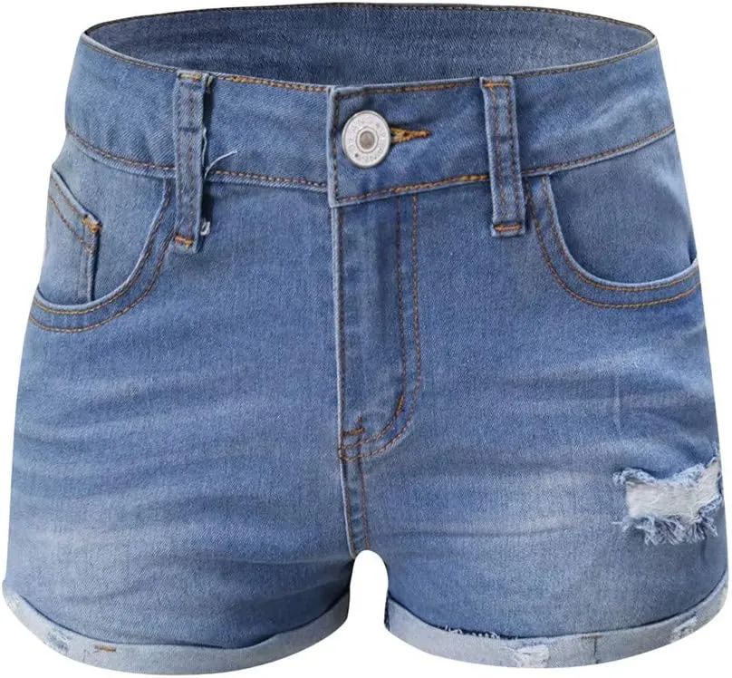 Jean Shorts Womens High Waisted Denim Shorts Summer Ripped Shorts Casual Hot Short Pants with Pockets