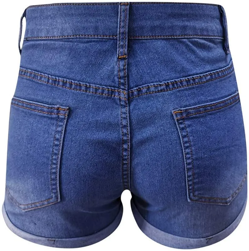 Jean Shorts Womens Low Rise Stretchy Ripped Denim Short Pants Hot Summer Casual Short Pants Y2k Streetwear