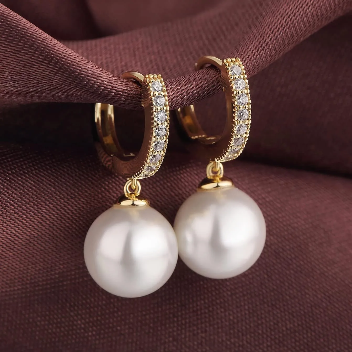 Jiamiaoi Pearl Diamond Earrings for Women Dangle Drop Earrings 925 Sterling Silver Pearl Lever Back Drop Earrings Pearl Silver Earrings for Women Come with Gift Box