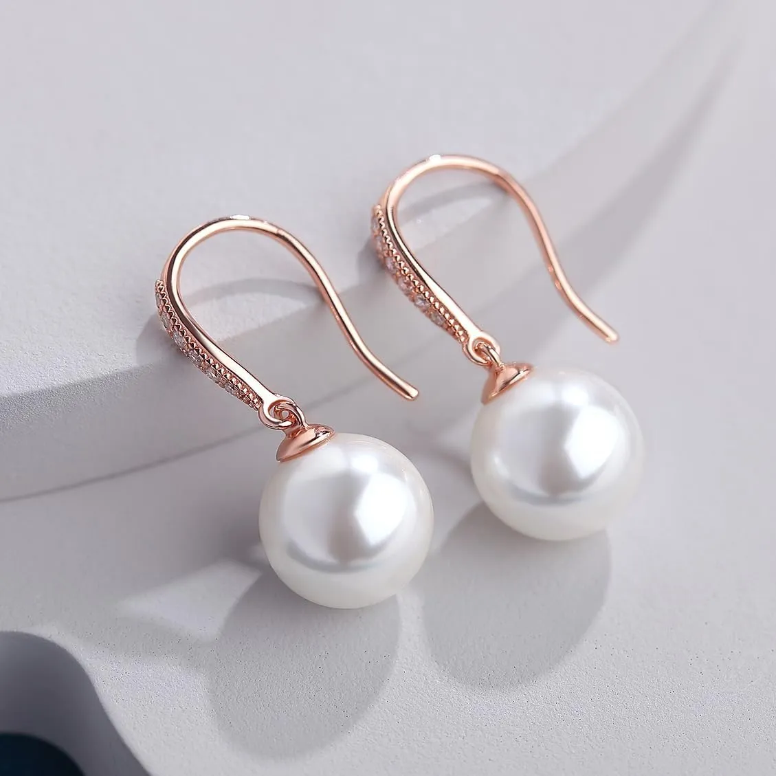 Jiamiaoi Pearl Earrings for Women 925 Sterling Silver Hook Earrings Dangle Drop Pearl Earrings Silver Drop Earrings for Women, Come with Gift Box